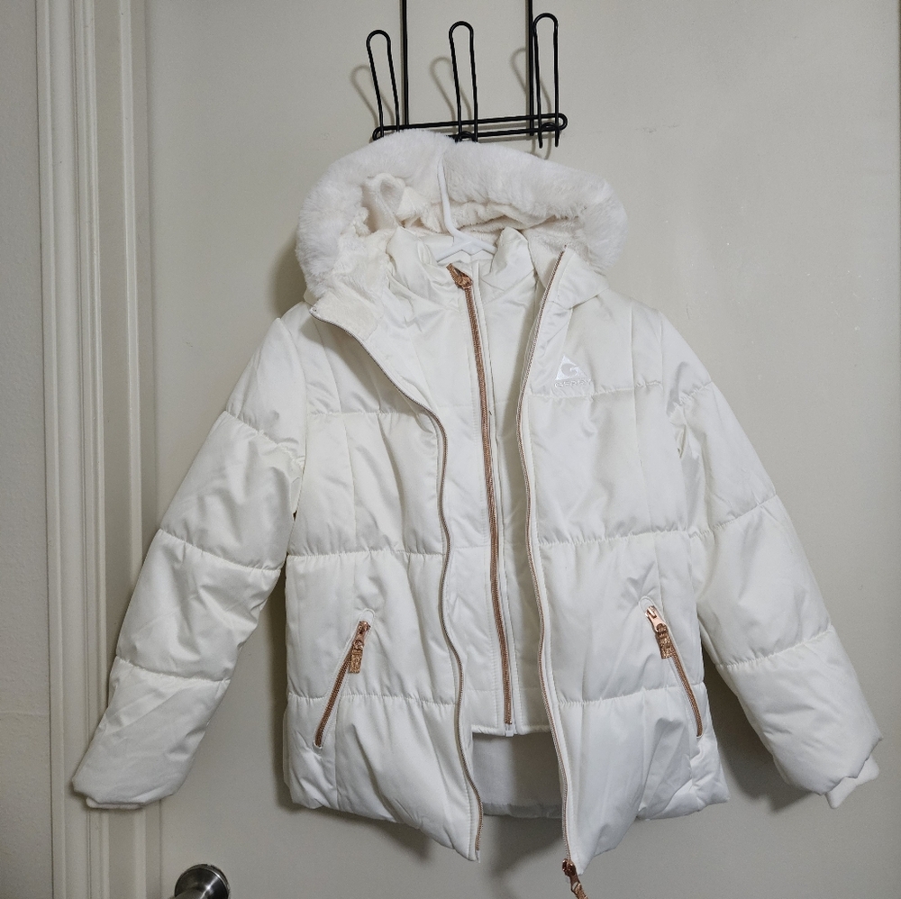Girls White and Gold colored Coat NWOT